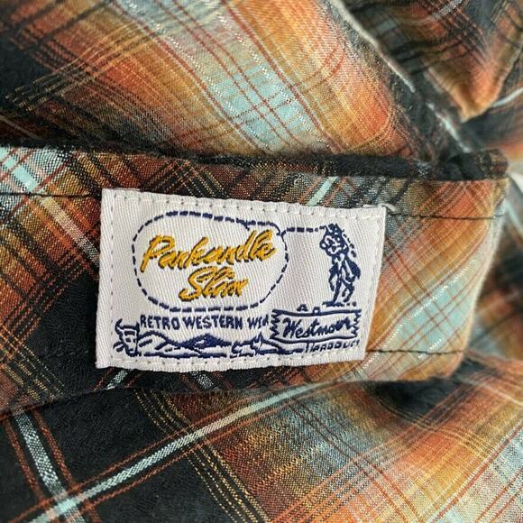 Panhandle Slim Mens Snap Front Shirt Western Plaid Embroidered Brown/Black/Gray - Picture 10 of 11